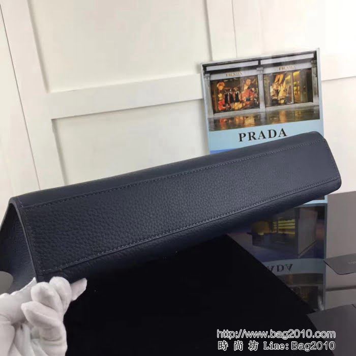 普拉達PRADA原單 2VG011-2FA寶藍原單荔枝紋 PRADA男士商務公事包 PHY1518